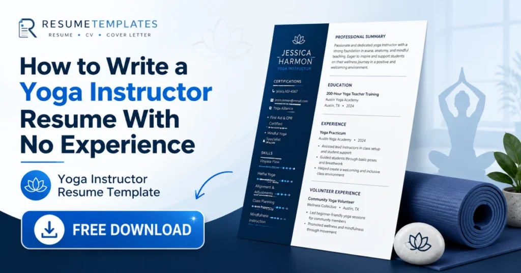 Professional yoga instructor resume example with modern layout and editable resume template design