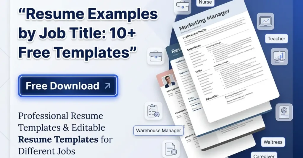 High-converting resume template website banner showing multiple job resume examples and a free download offer.